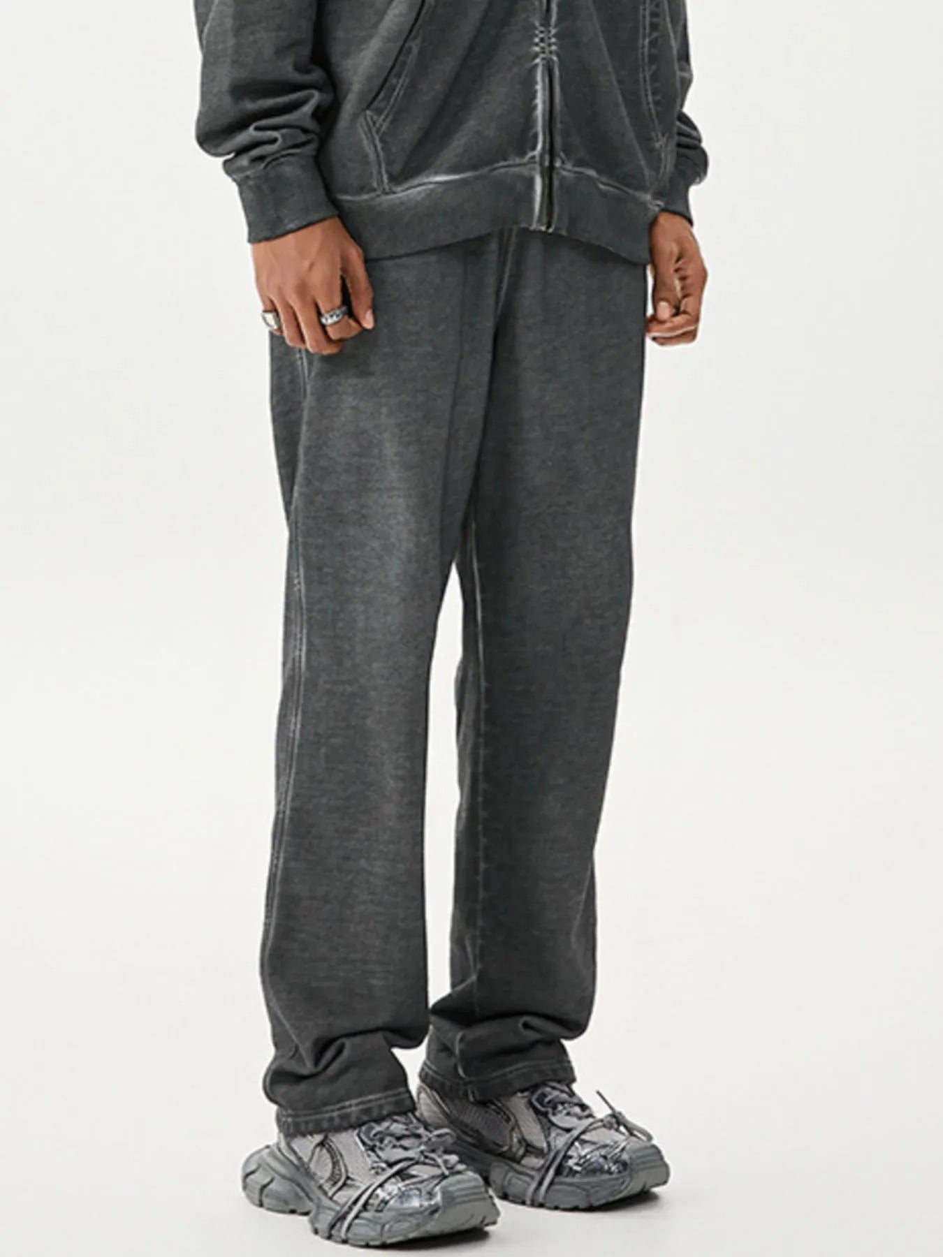 Men's Drawstring Washed Straight Sweatpants - cas7m