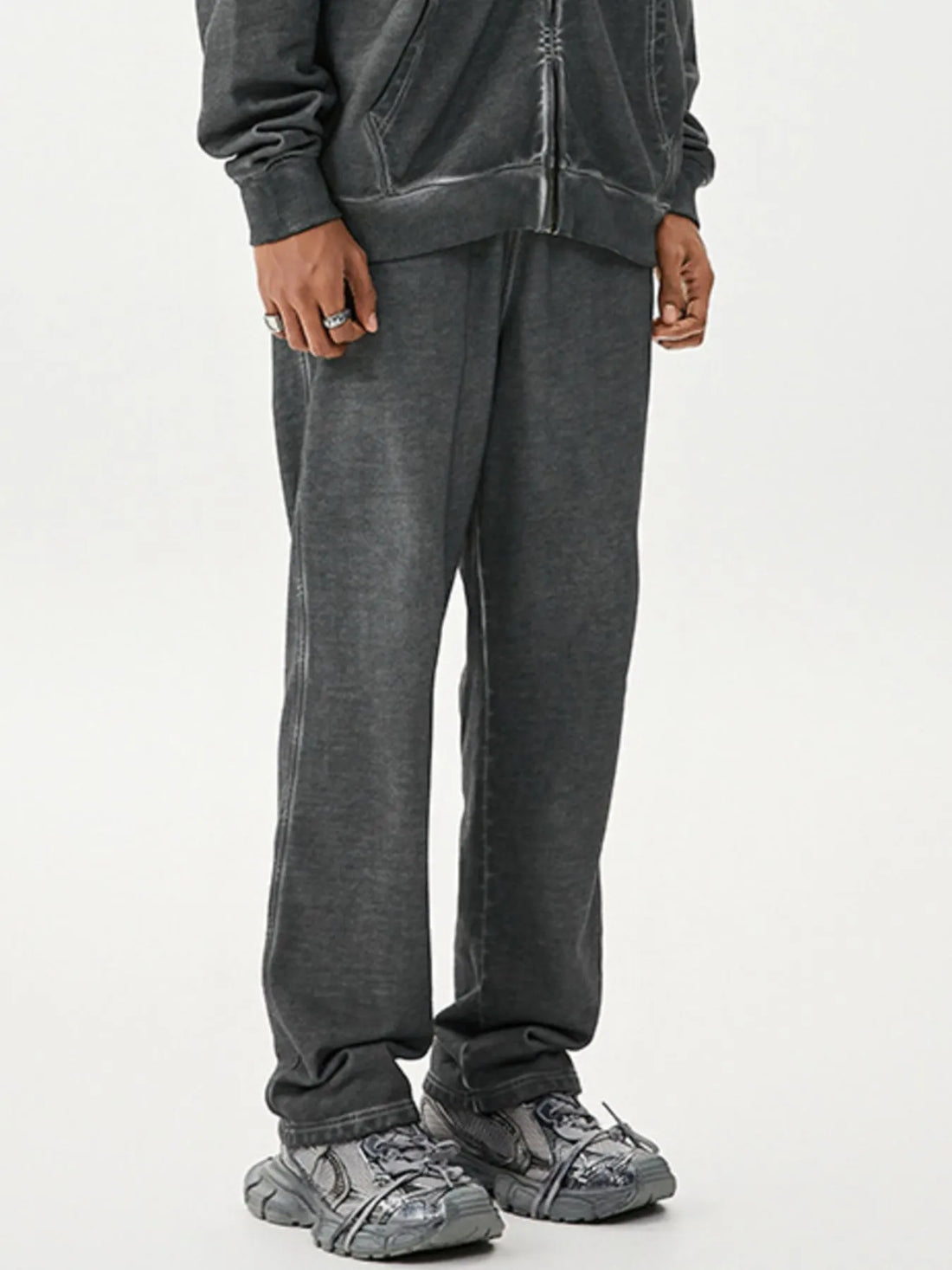 Men's Drawstring Washed Straight Sweatpants - cas7m