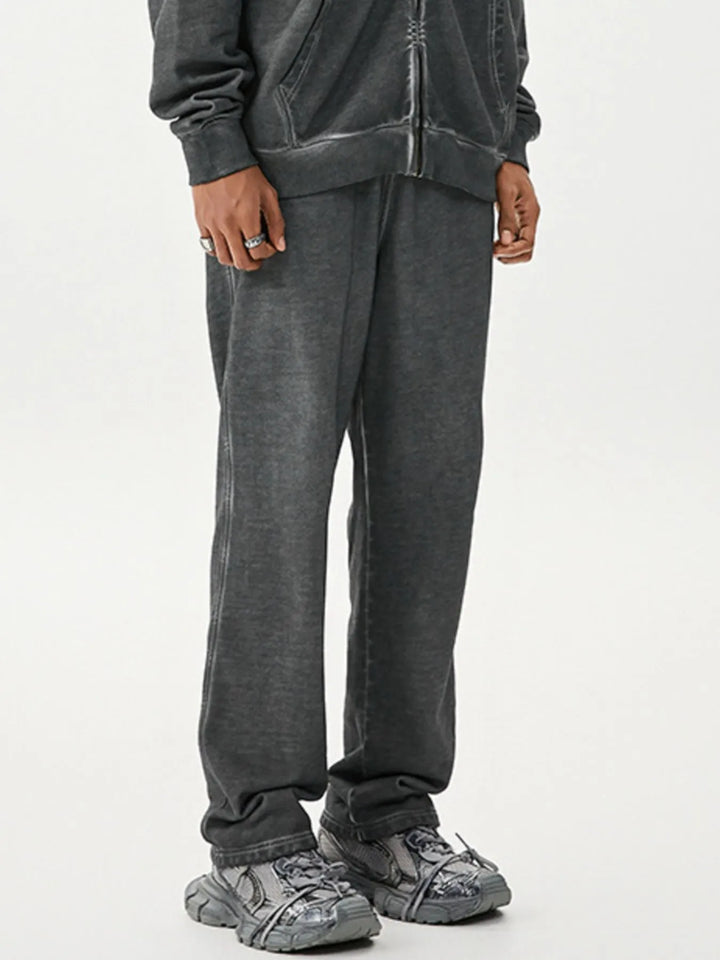Men's Drawstring Washed Straight Sweatpants - cas7m