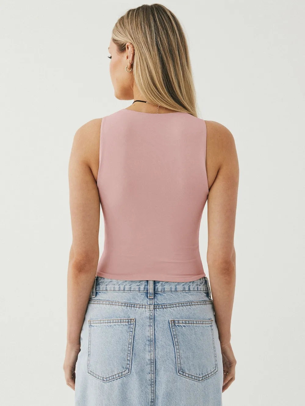 Round Neck Cropped Tank - cas7m