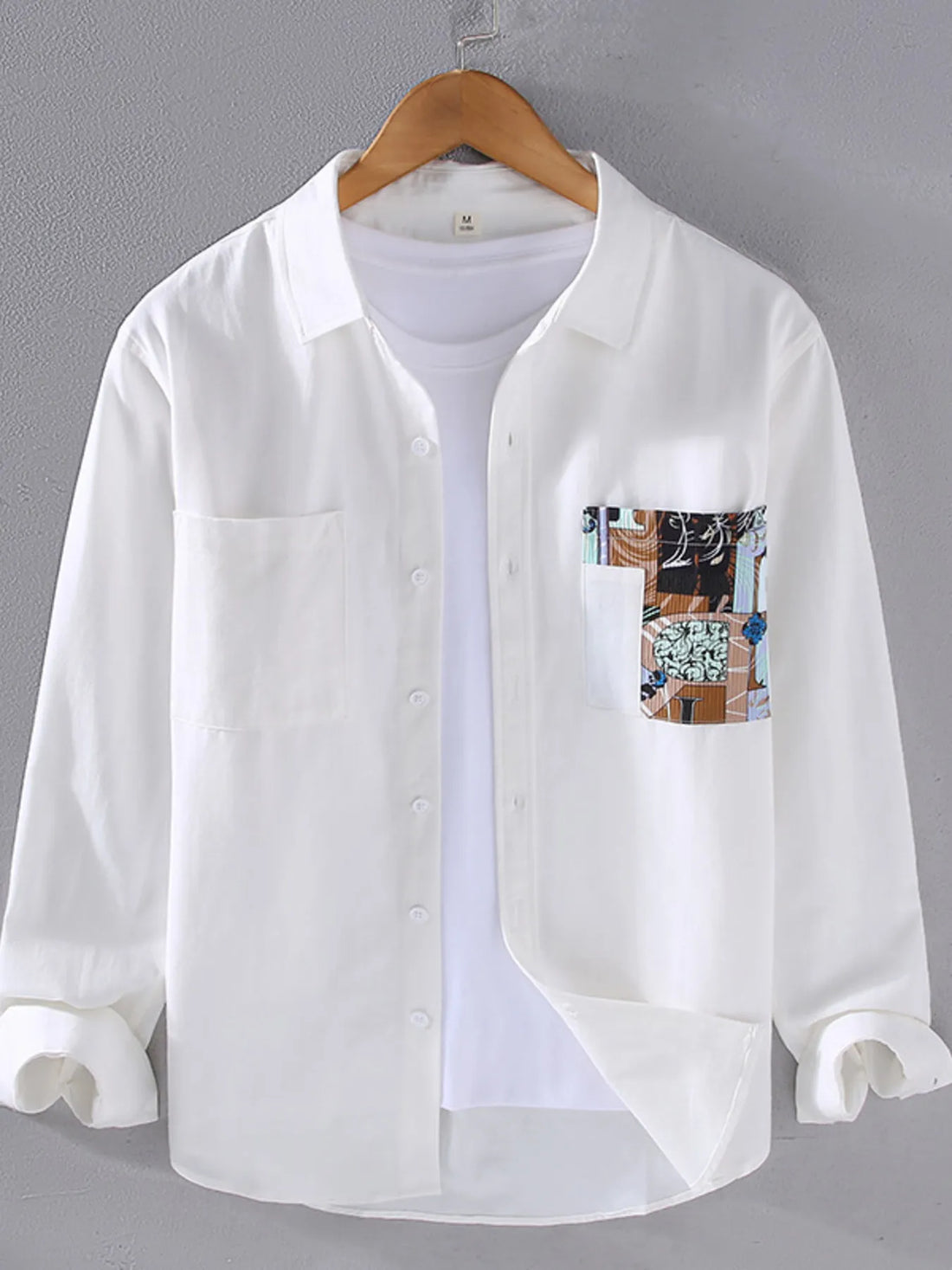 Men's Plus Size Button Up Long Sleeve Shirt - cas7m