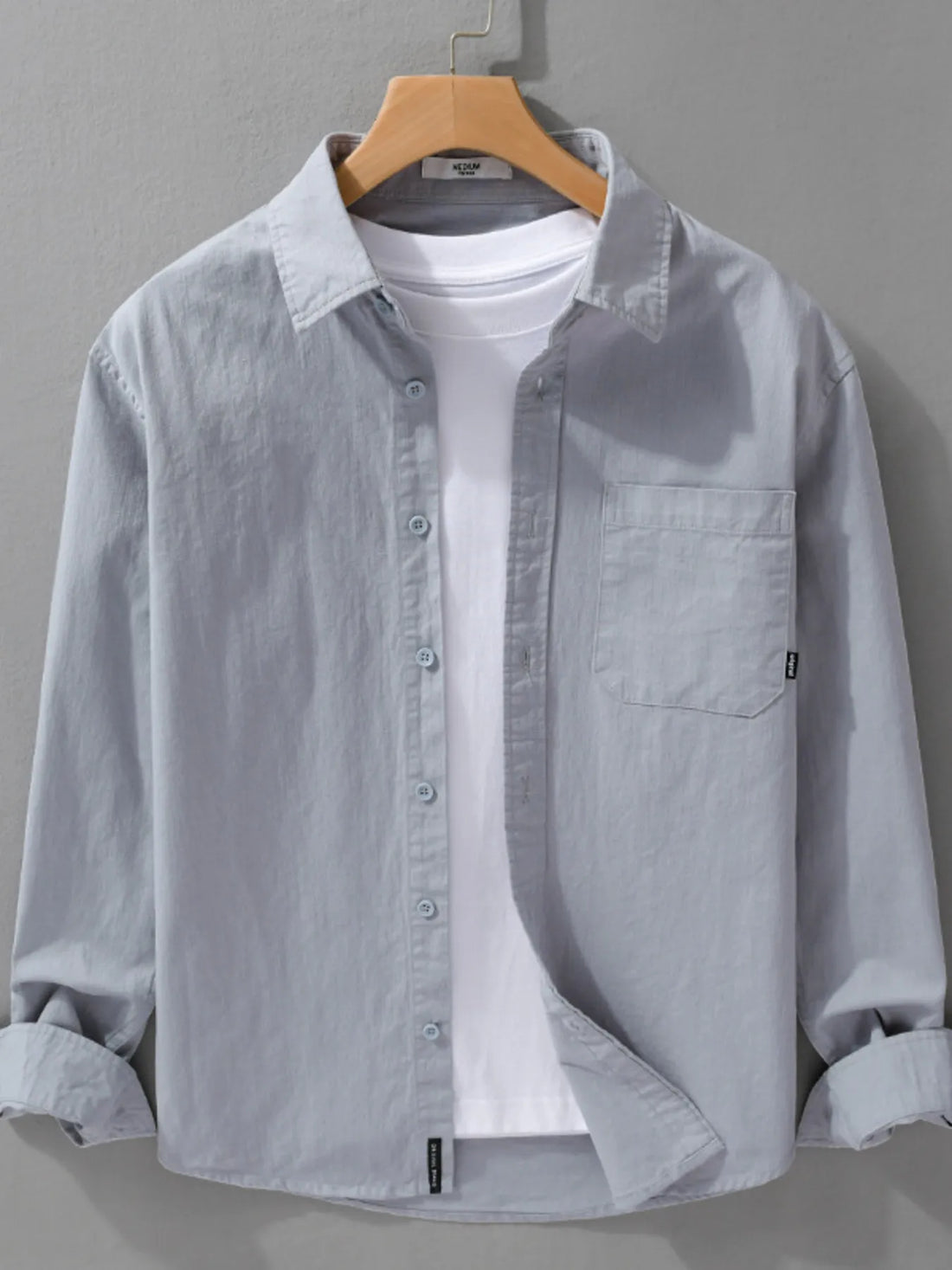 Men's Plus Size Button Up Long Sleeve Shirt - cas7m