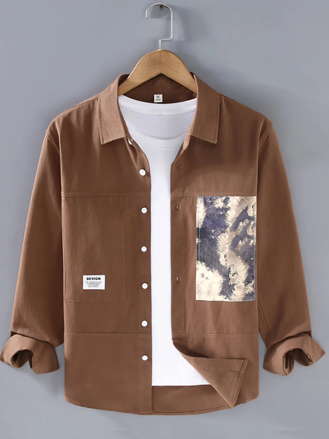 Men's Plus Size Button Up Long Sleeve Shirt - cas7m