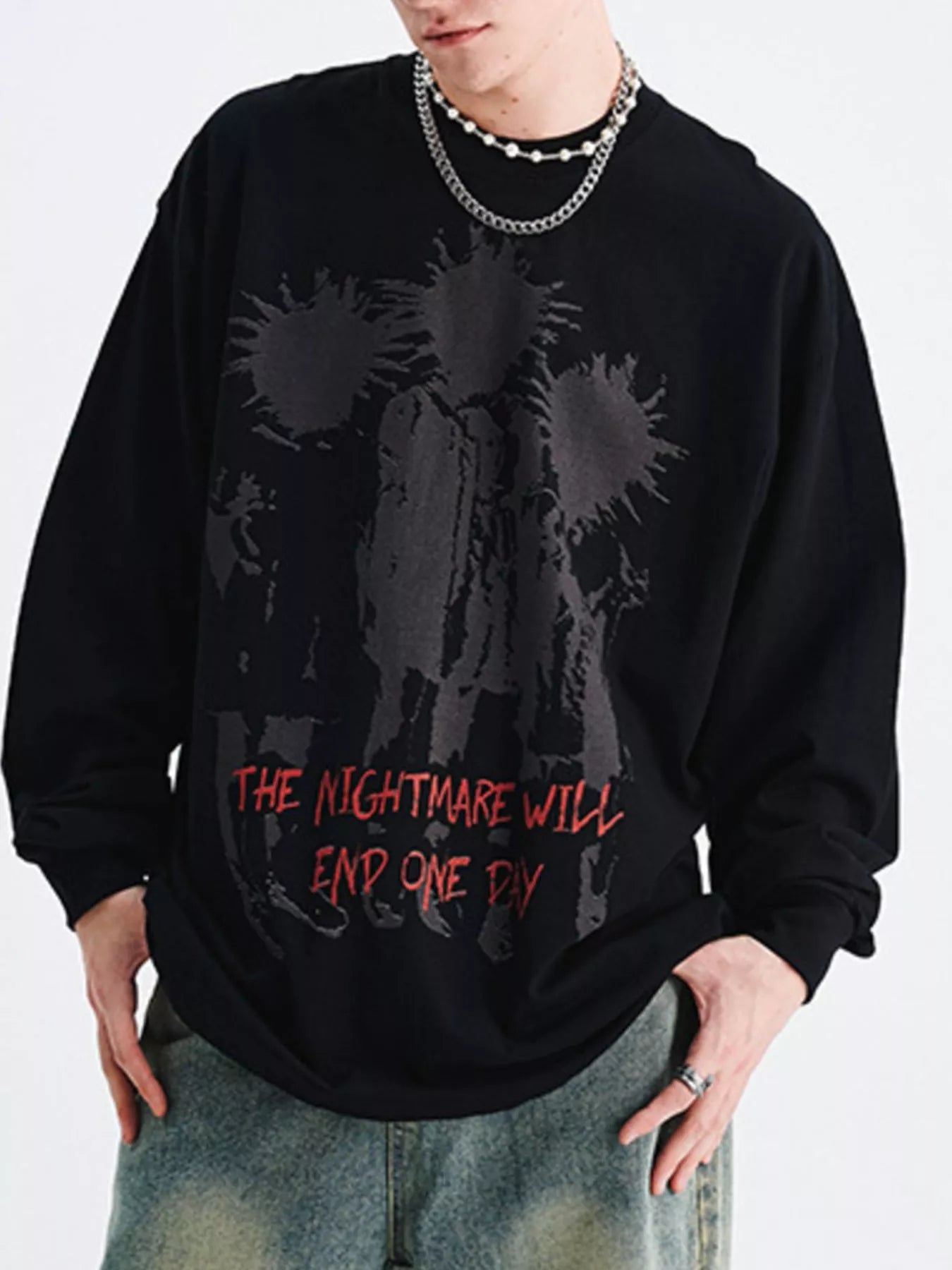 Men's Plus Size Graphic Long Sleeve T-Shirt - cas7m