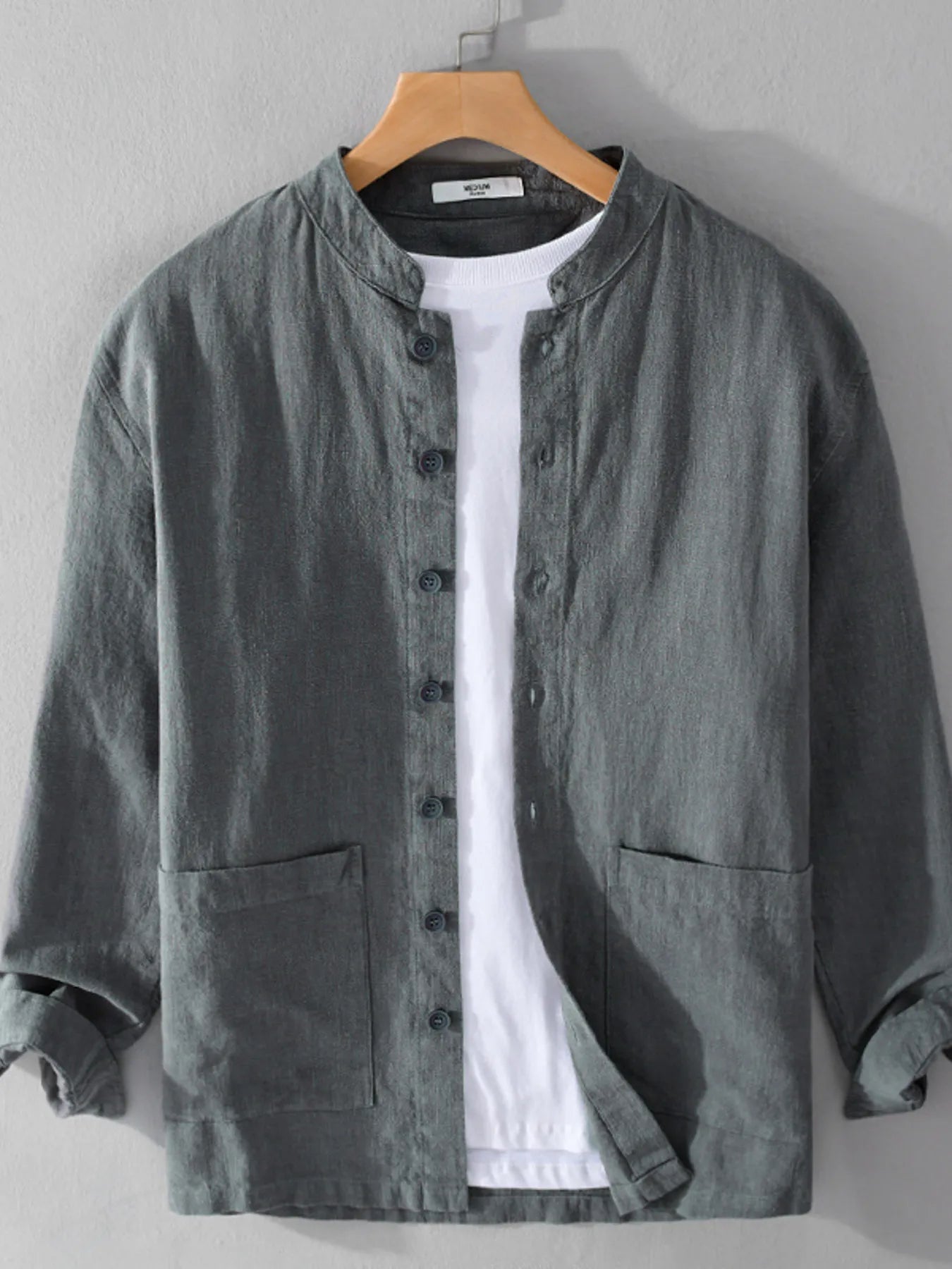 Men's Plus Size Button Up Long Sleeve Shirt - cas7m