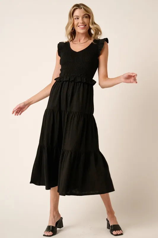 Mittoshop Smocked Ruffled Tiered Midi Dress - cas7m