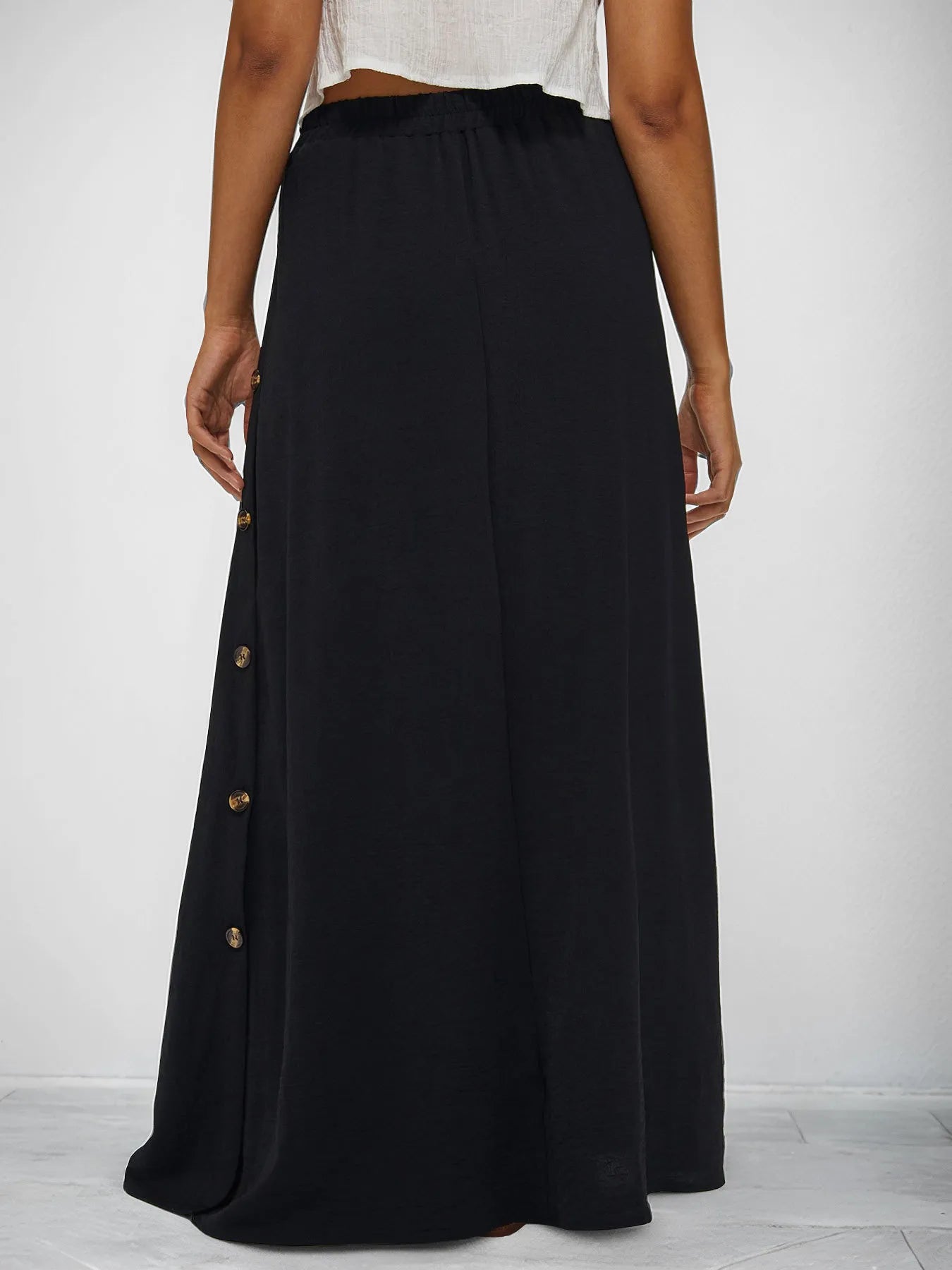 High Waist Maxi Skirt with Pockets - cas7m