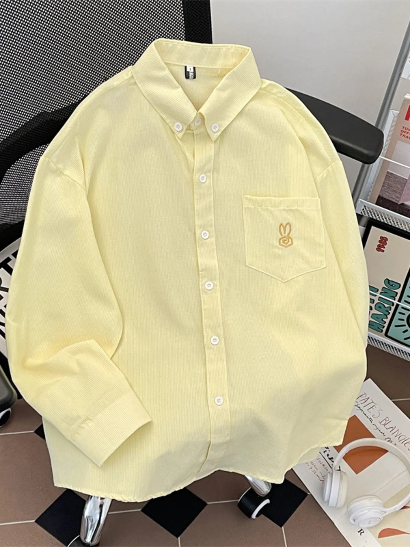 Men's Plus Size Button Up Long Sleeve Shirt - cas7m