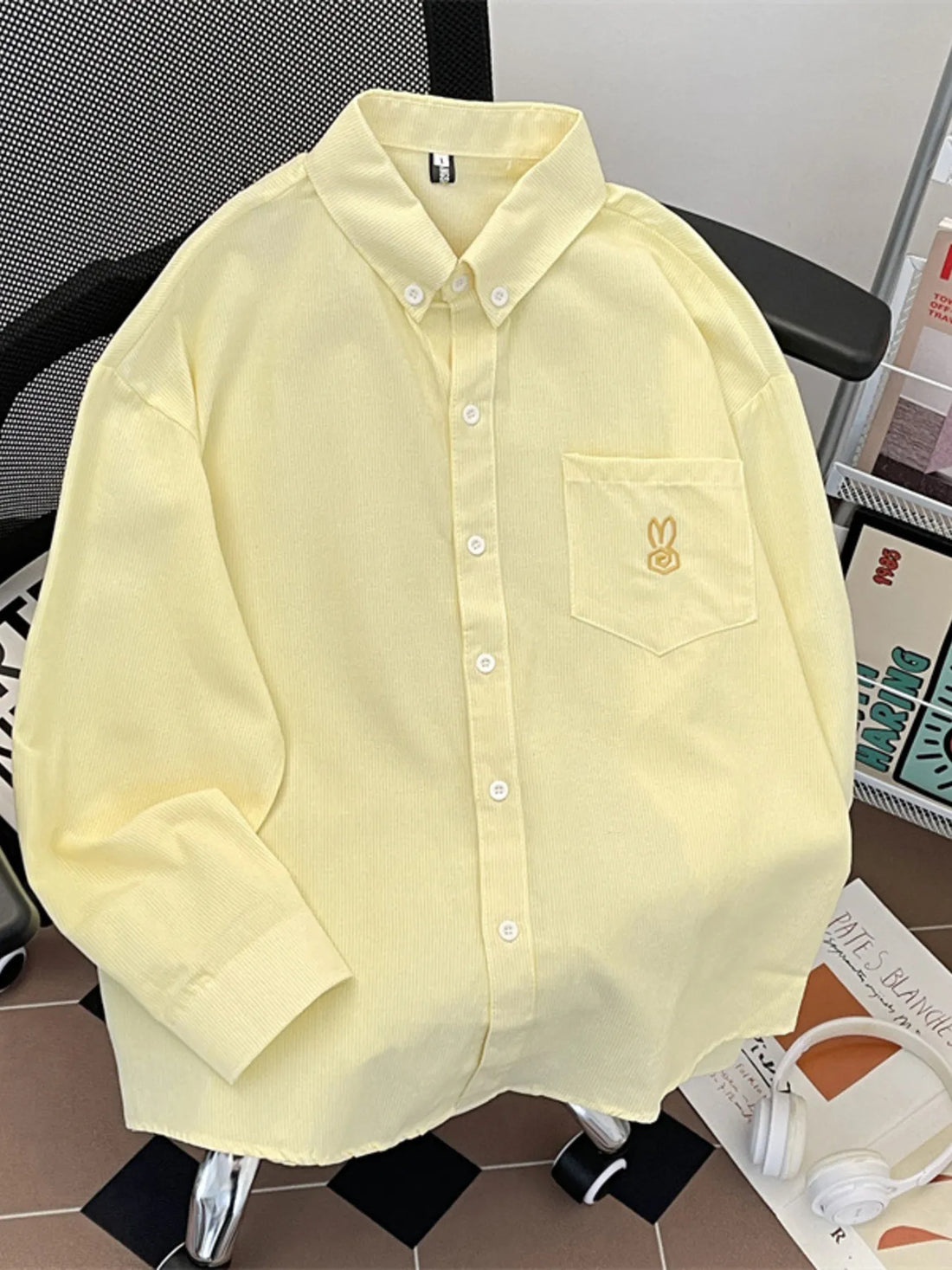 Men's Plus Size Button Up Long Sleeve Shirt - cas7m