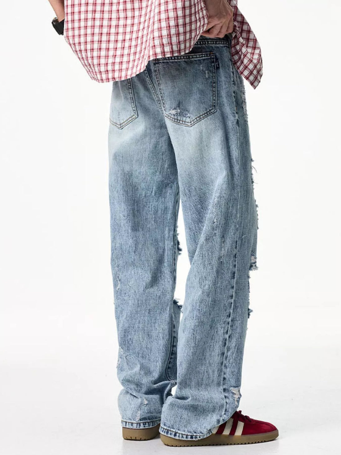 Men's Distressed Wide Leg Jeans - cas7m
