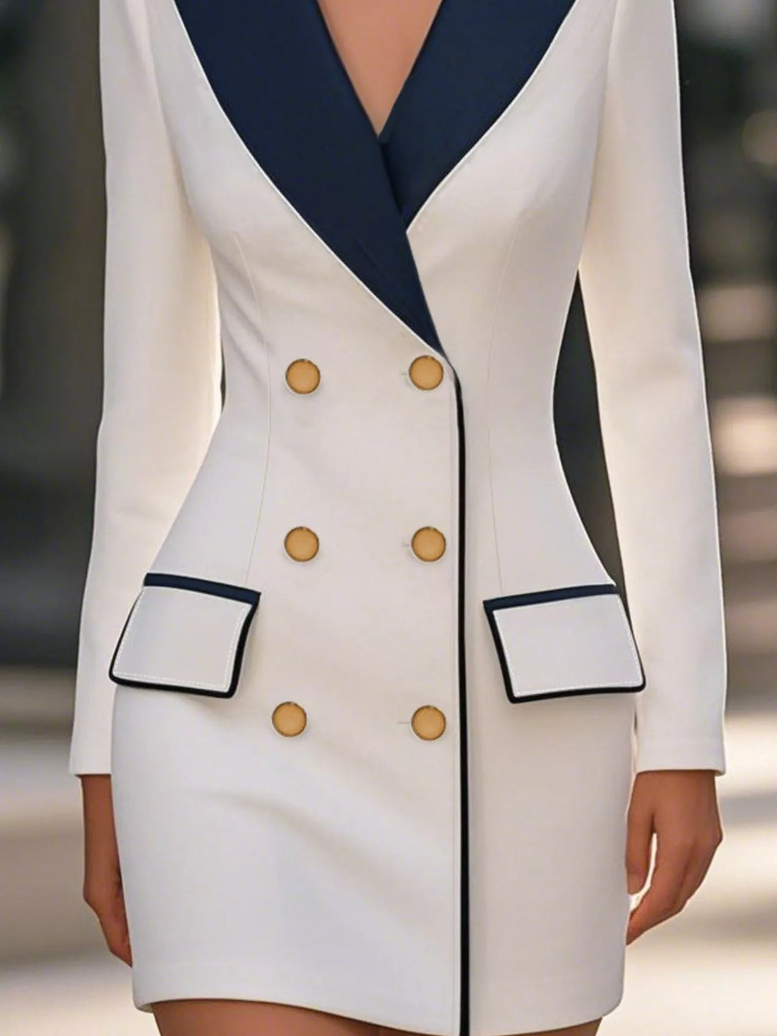 Double-Breasted Blazer Dress - cas7m