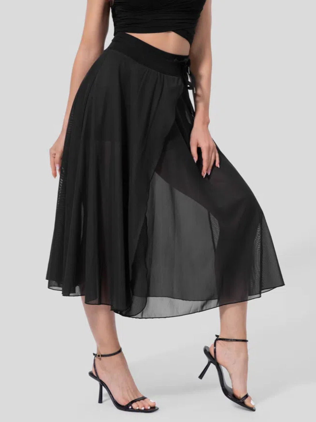 Slit Flowy Skirt with Shorts Liner - cas7m