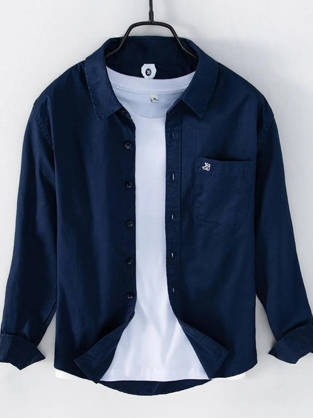 Men's Plus Size Button Up Long Sleeve Shirt - cas7m