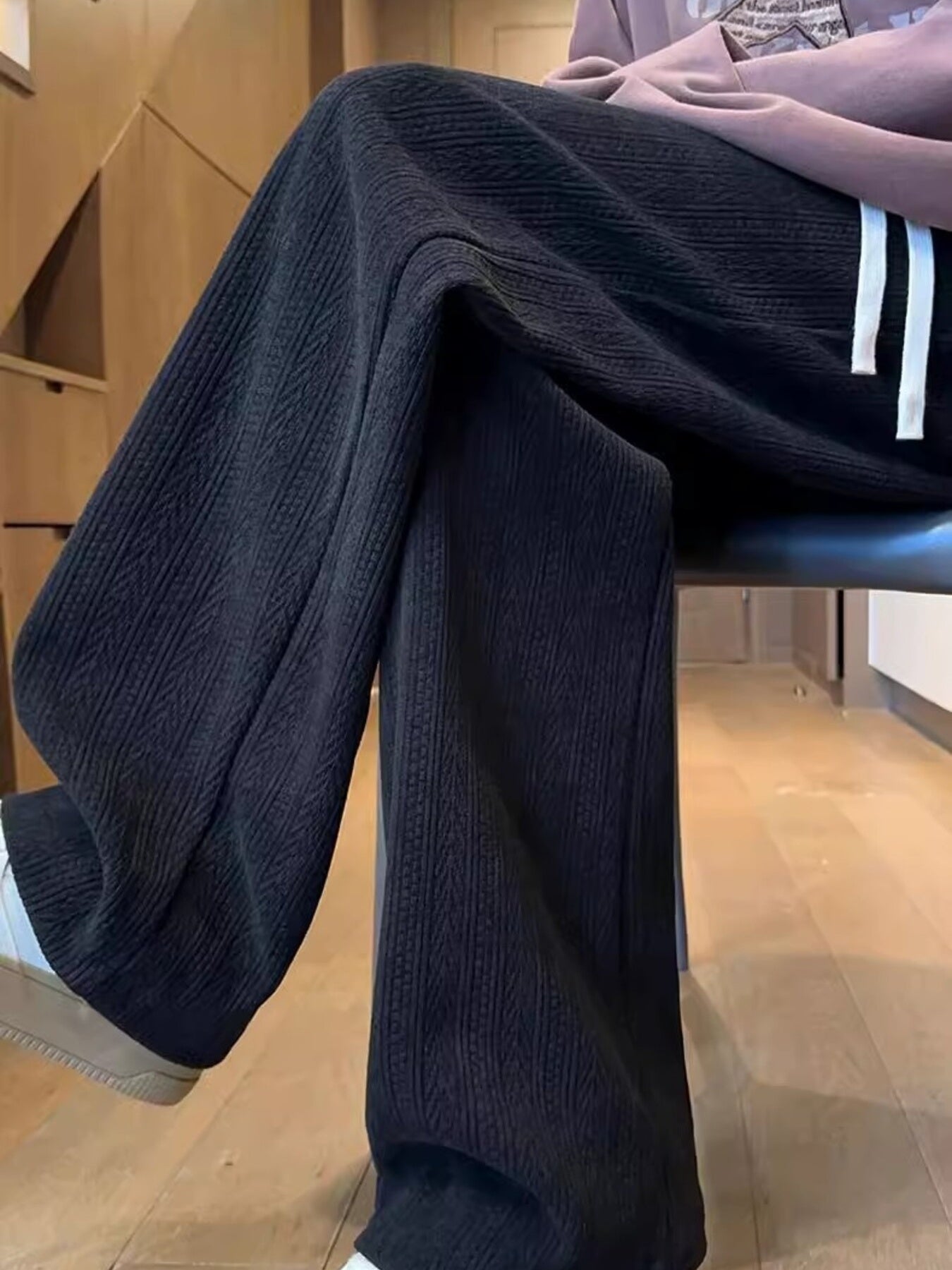 Men's Plus Size Texture Wide Leg Pants - cas7m