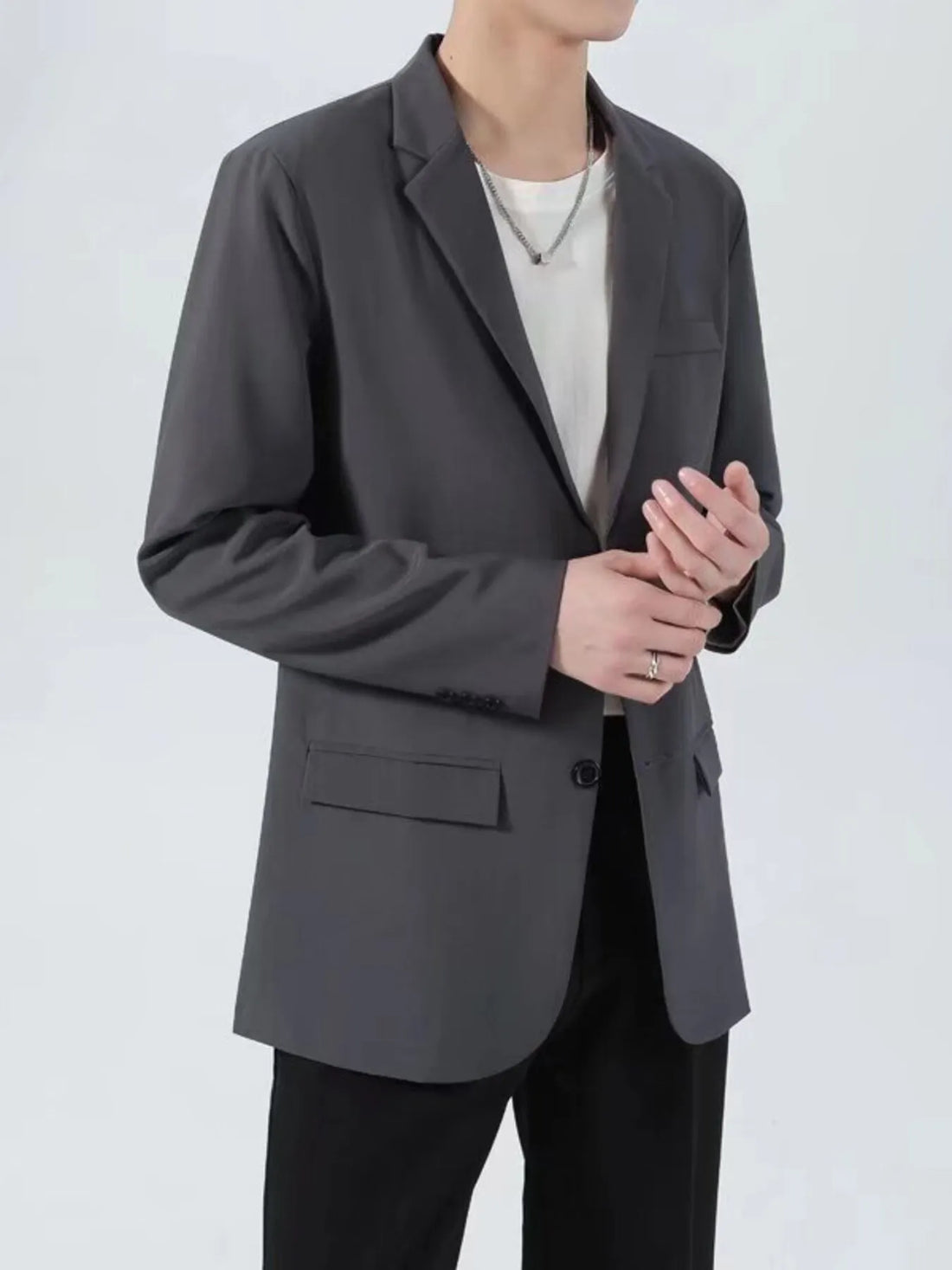 Men's Plus Size Classic Fit Two-Button Blazer - cas7m