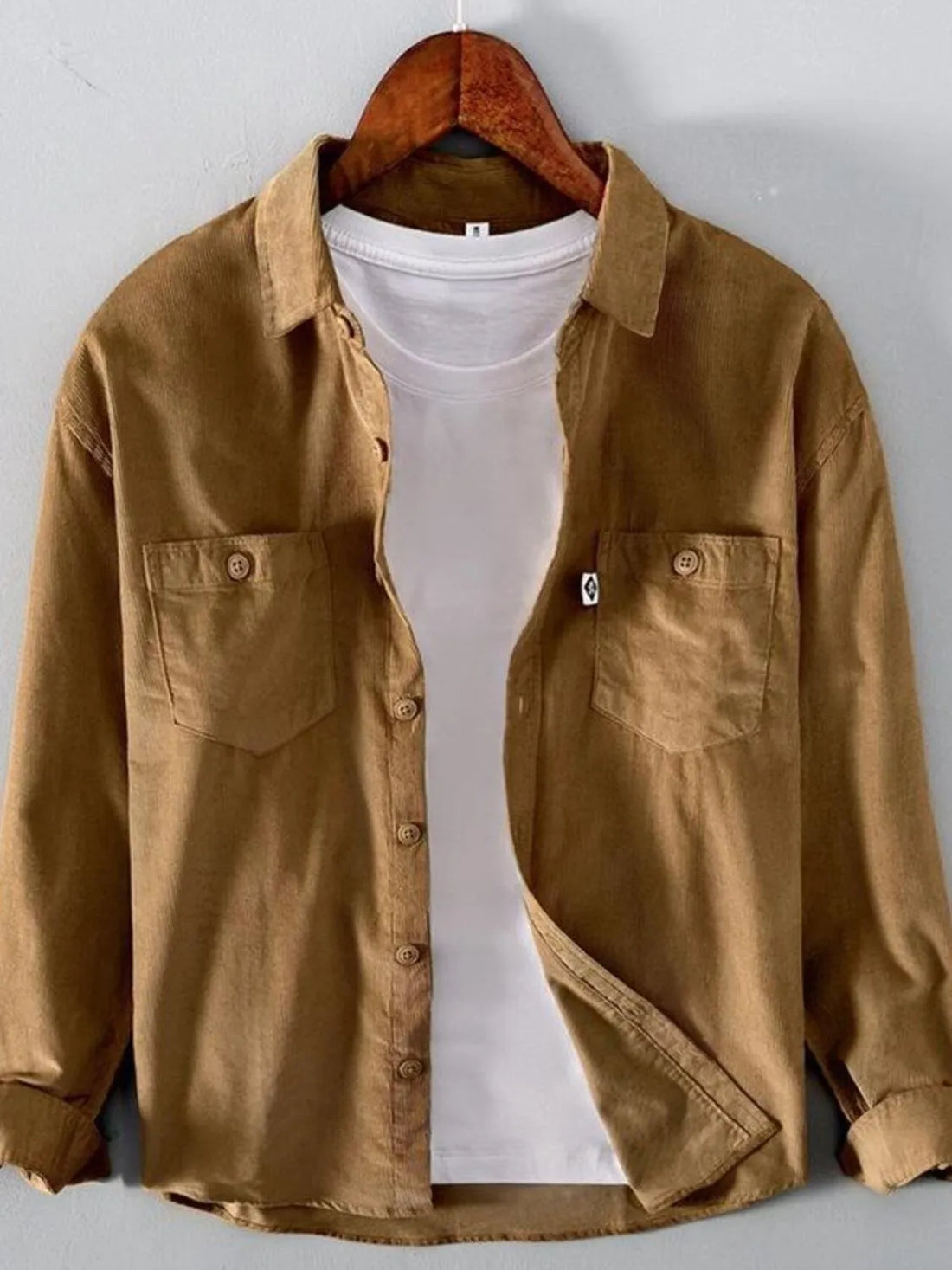 Men's Plus Size Button Up Long Sleeve Shirt - cas7m