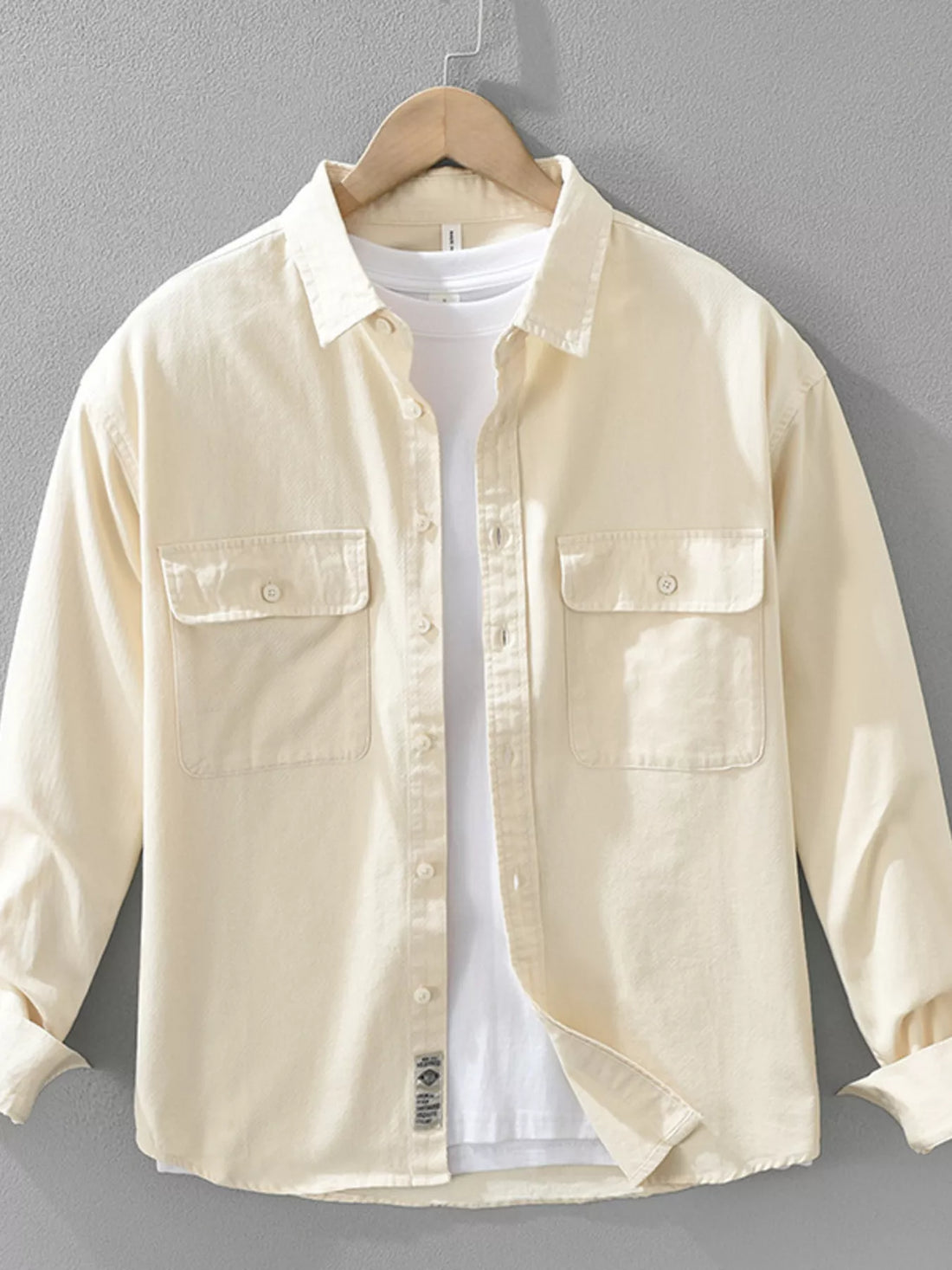 Men's Plus Size Button Up Long Sleeve Shirt - cas7m