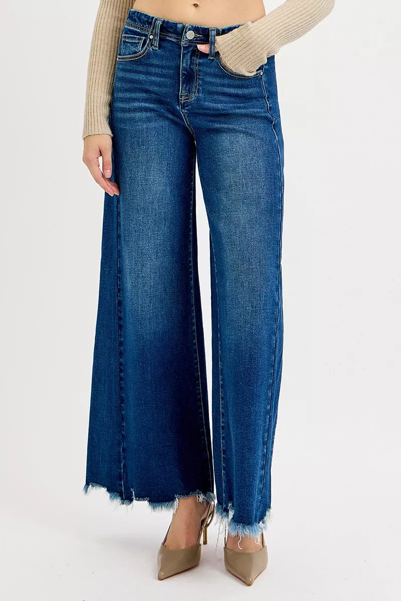 RISEN Full Size High Rise Ankle Wide Jeans Plus Size - cas7m