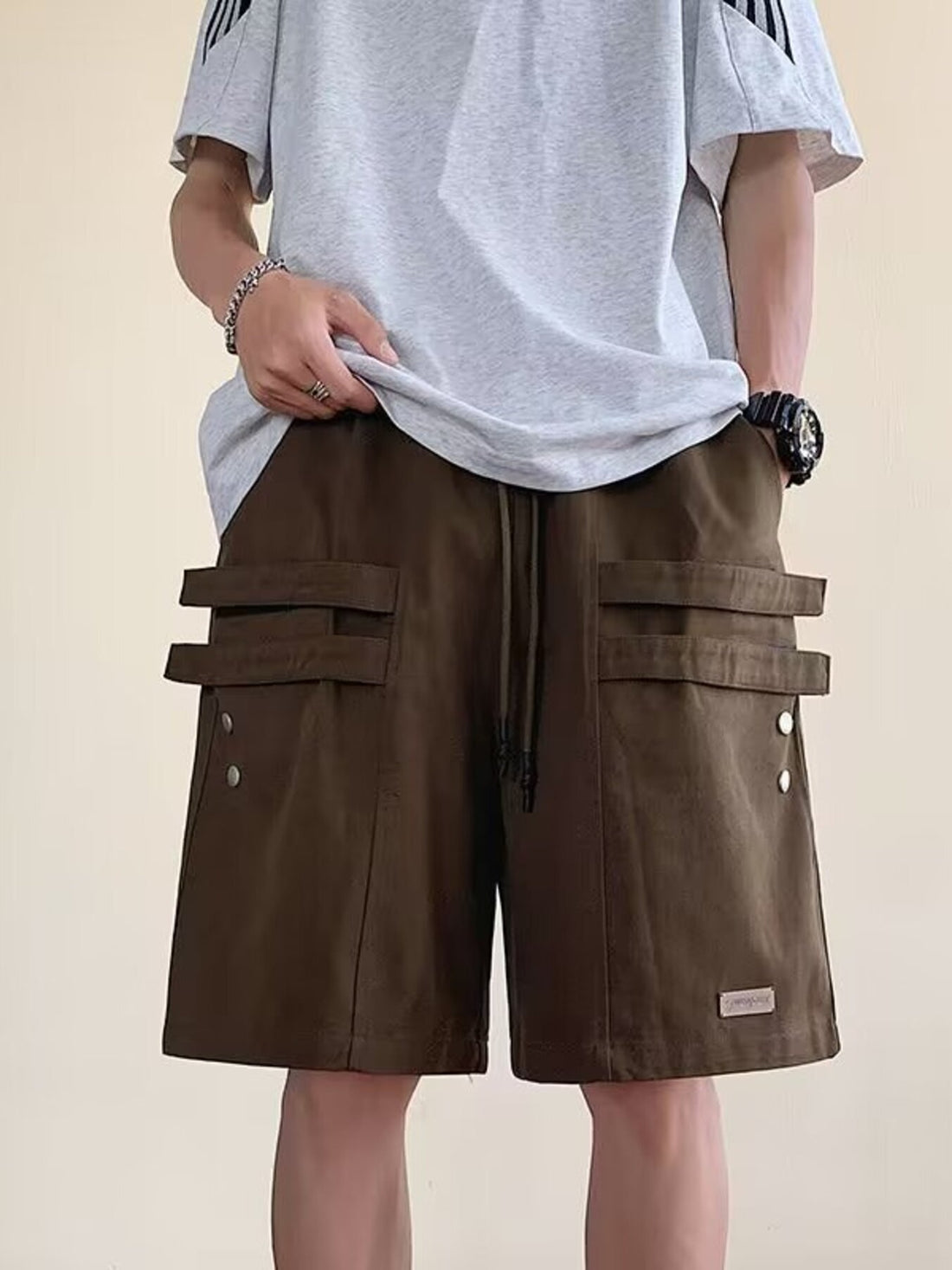 Men's Plus Size Casual Cargo Shorts with Pockets - cas7m