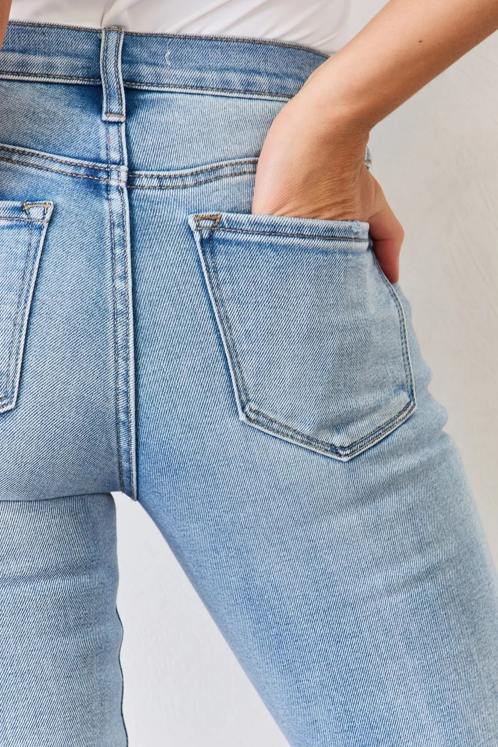 Kancan Full Size Mid Rise Y2K Slit Bootcut Jeans - cas7m