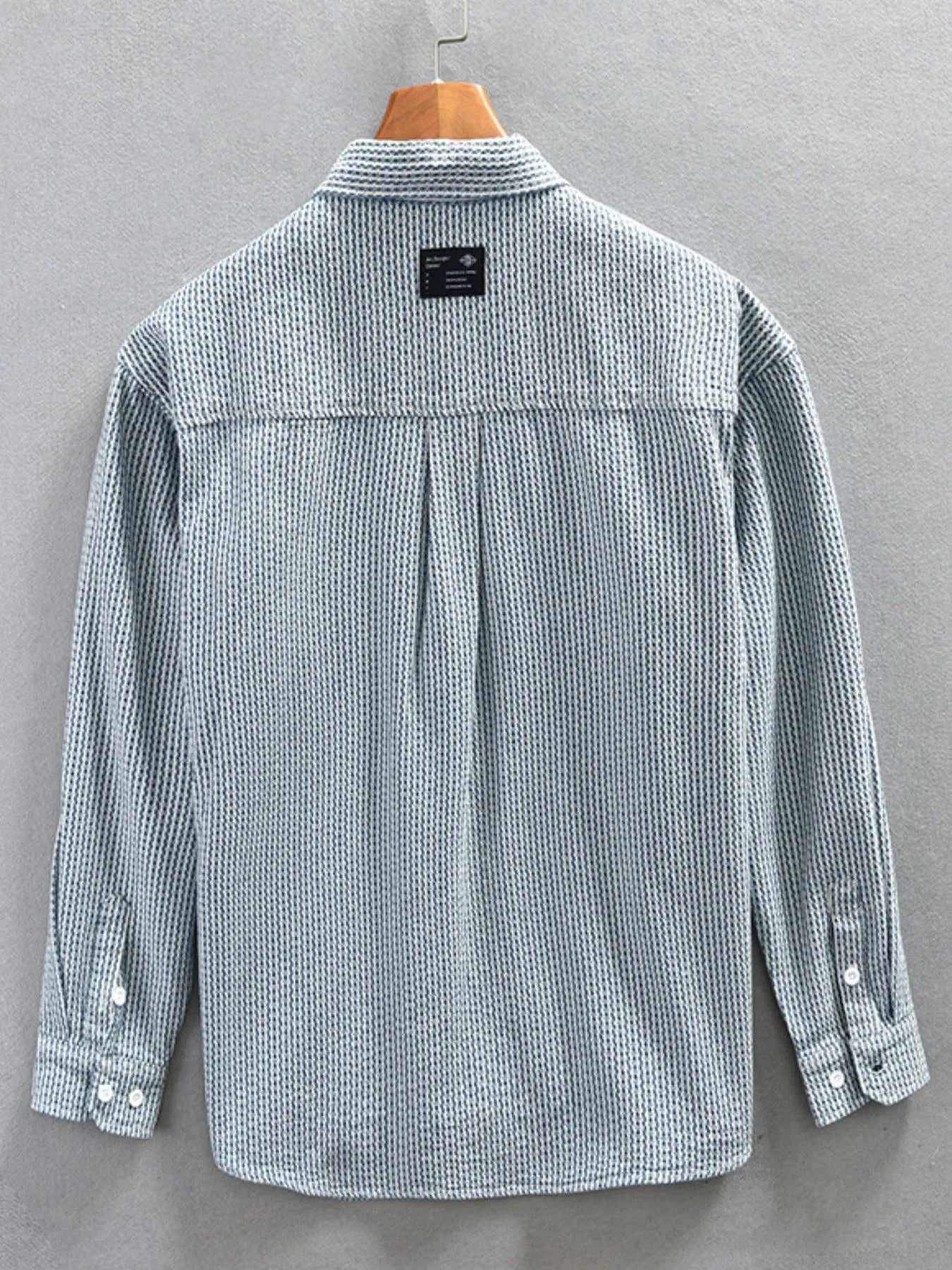 Men's Plus Size Button Up Long Sleeve Shirt - cas7m