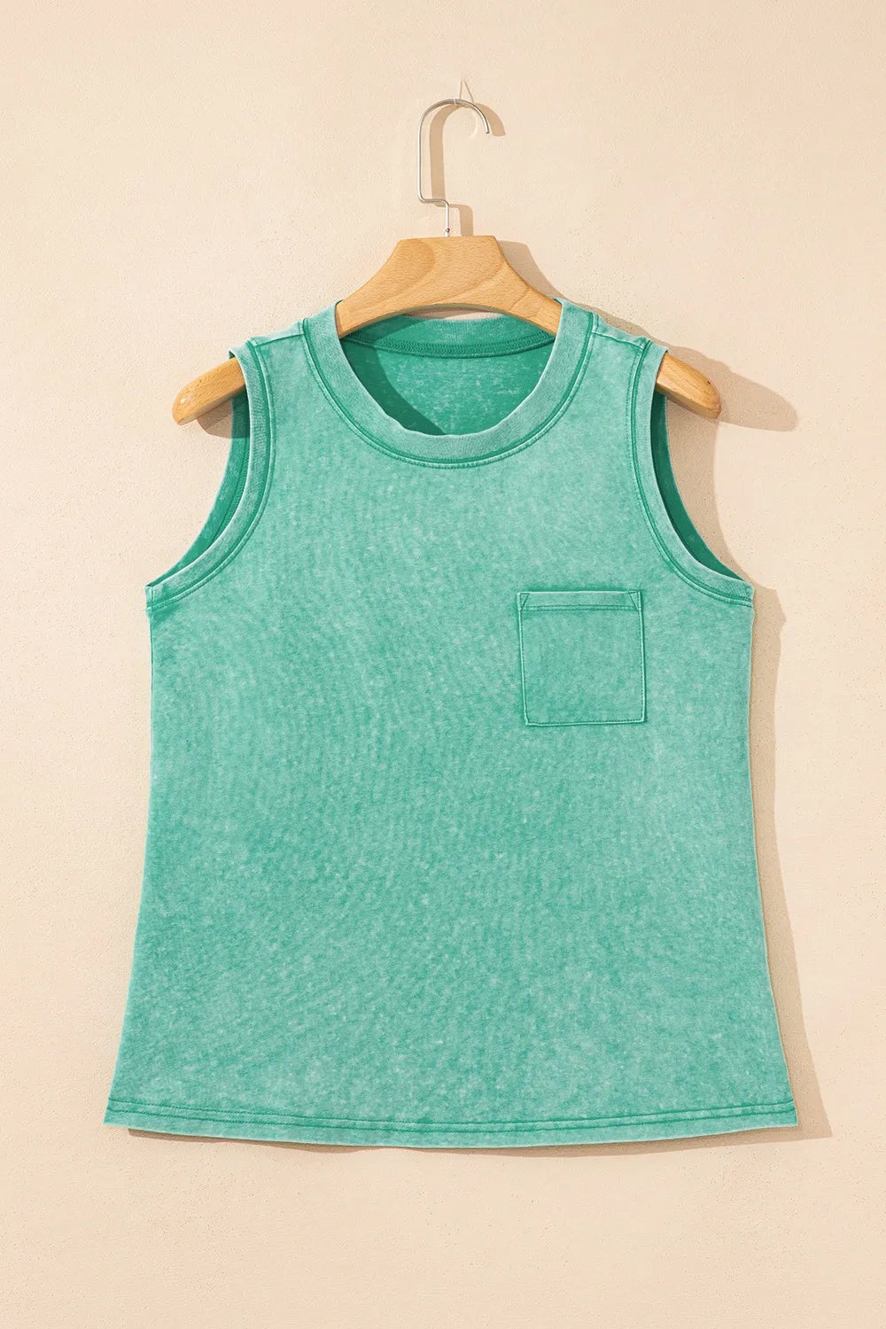 Round Neck Tank with Chest Pocket - cas7m