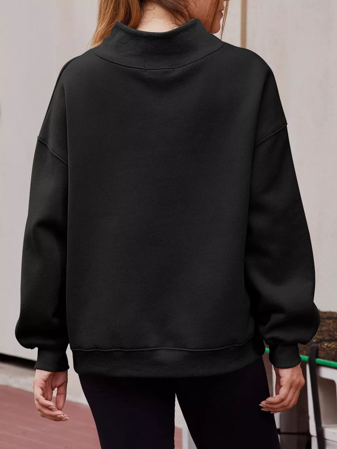 Mock Neck Dropped Shoulder Sweatshirt - cas7m