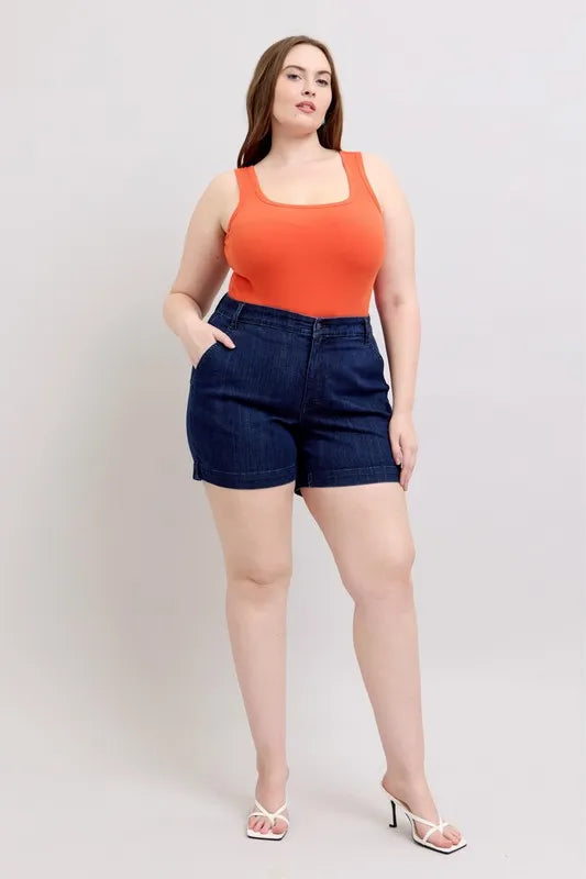 Judy Blue Full Size High Waist Denim Shorts Plus Size - cas7m