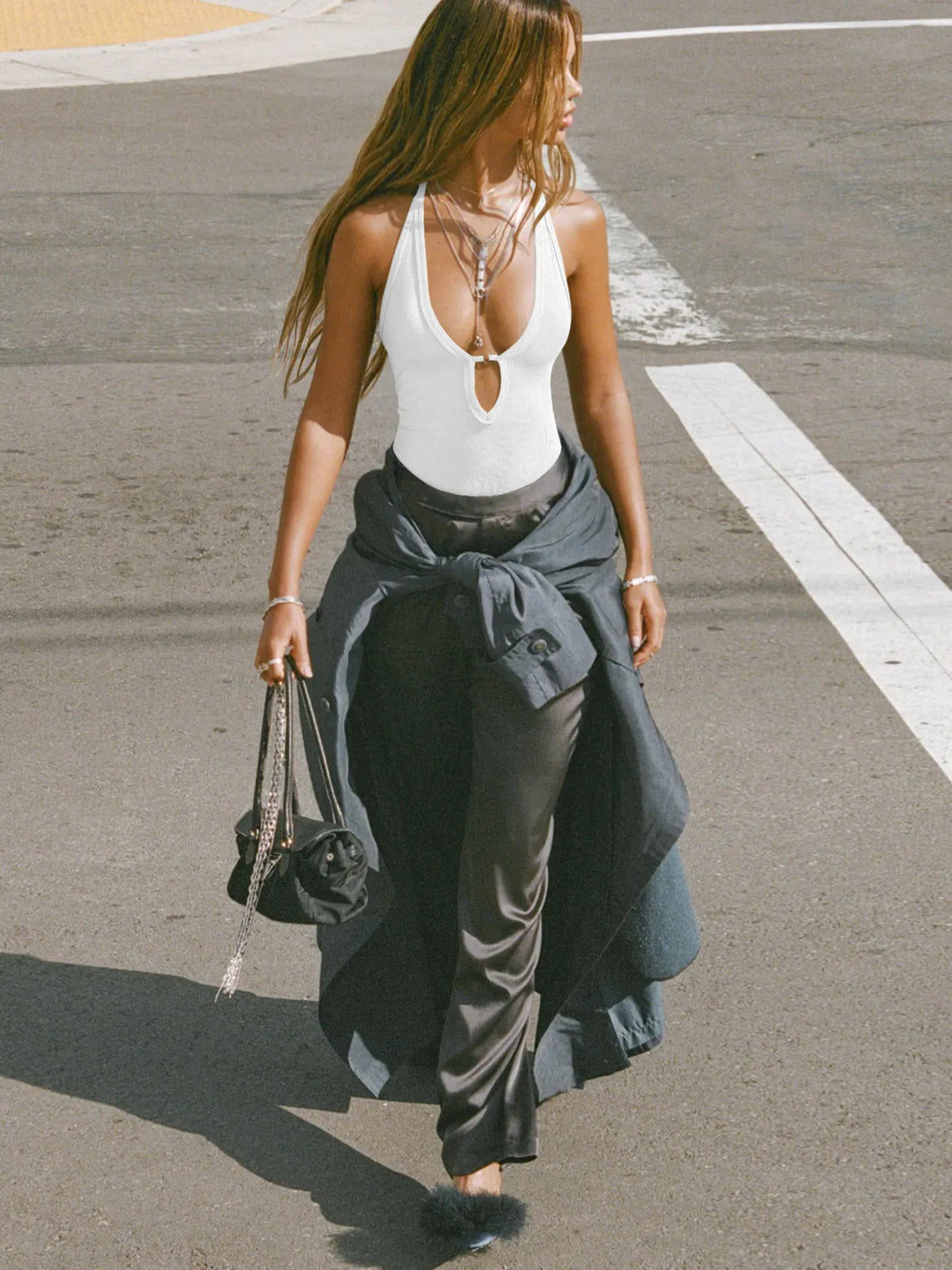 Cutout Ribbed Tank Top - cas7m