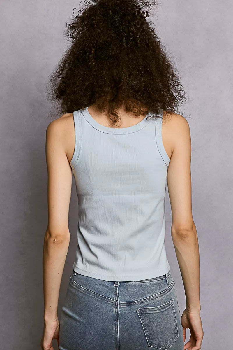POL Round Neck Ribbed Tank - cas7m