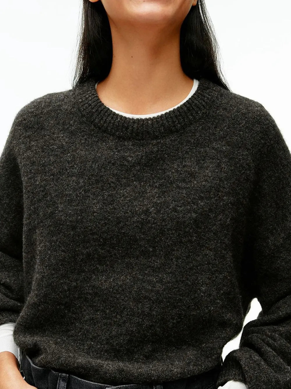 Round Neck Drop Shoulder Sweater - cas7m