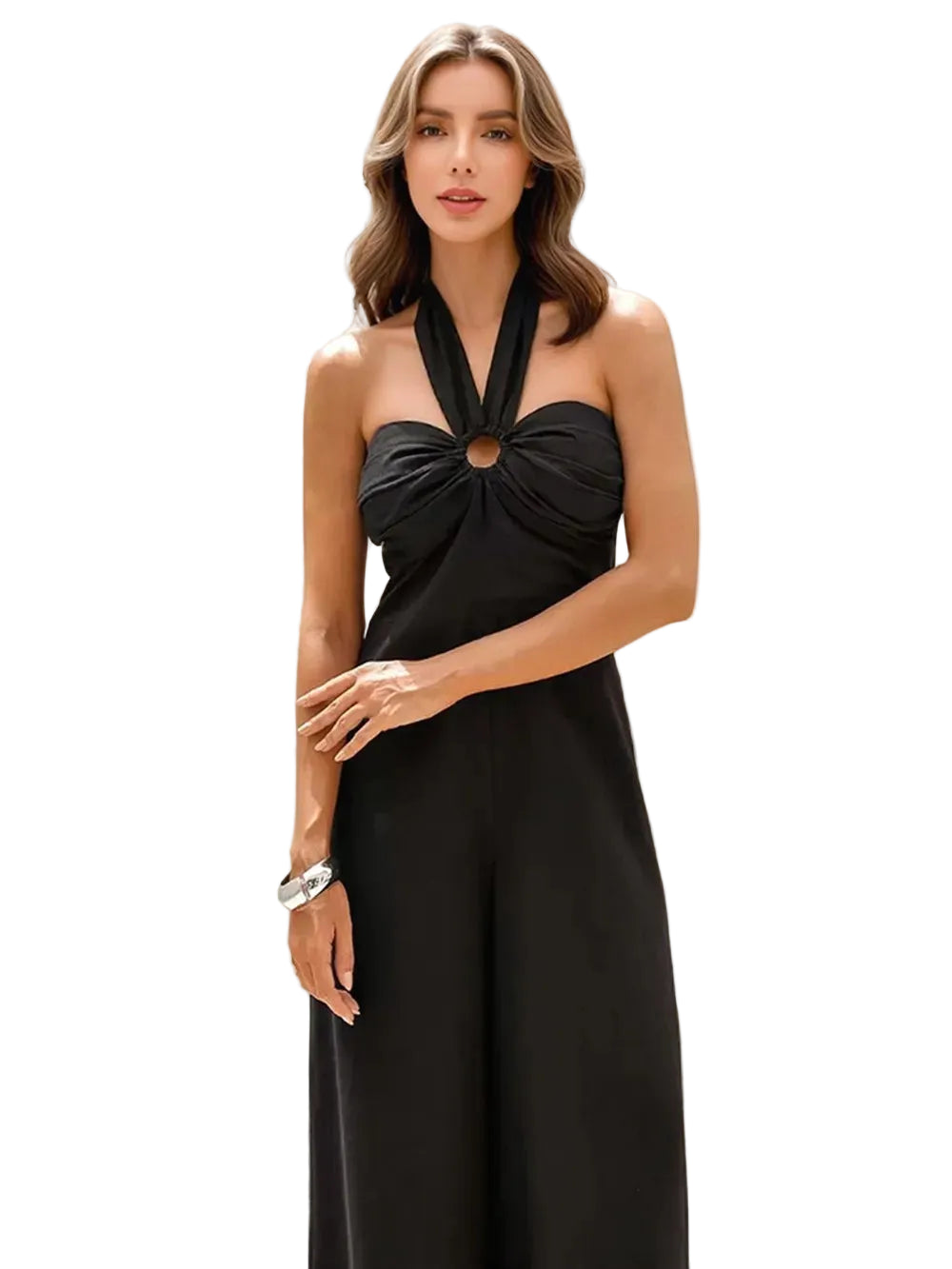 Halter Neck Wide Leg Jumpsuit - cas7m