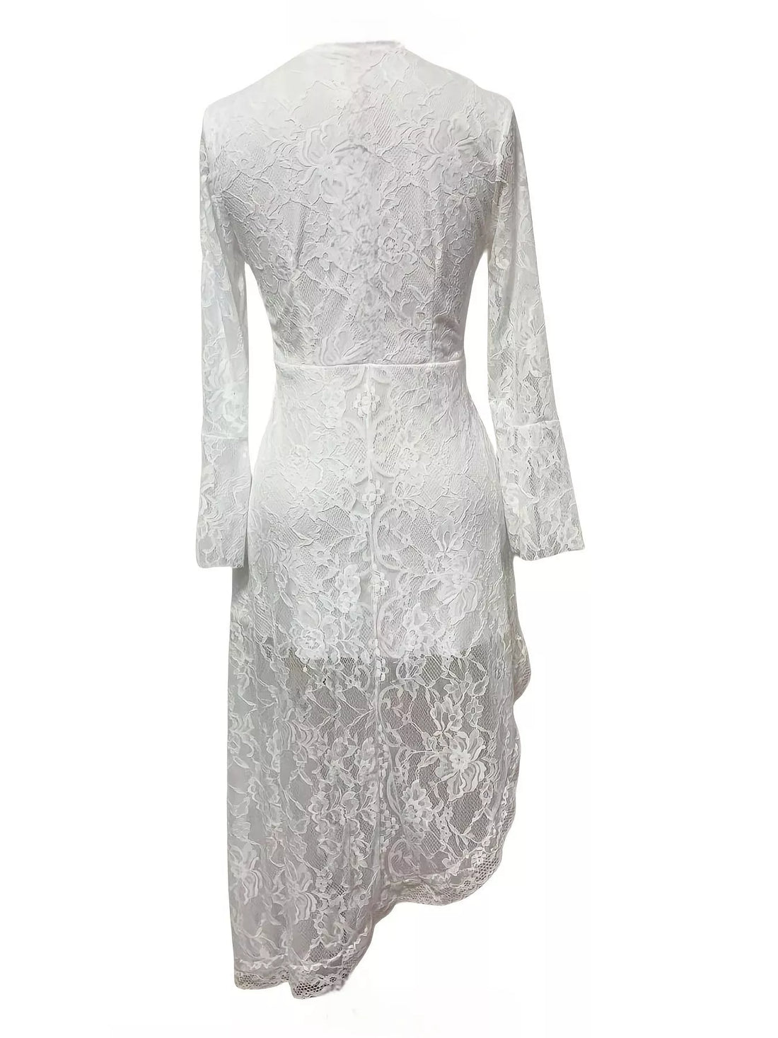 Asymmetrical Hem Lace Dress - cas7m