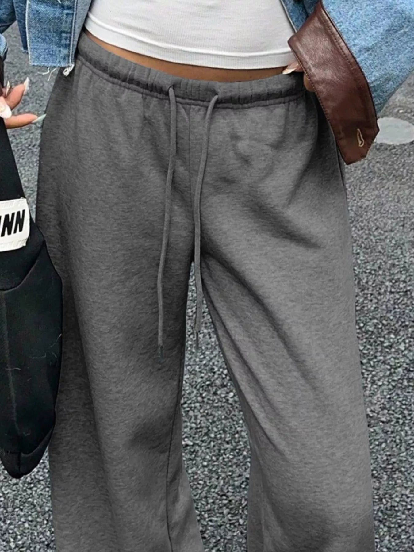 Wide Leg Drawstring Sweatpants - cas7m