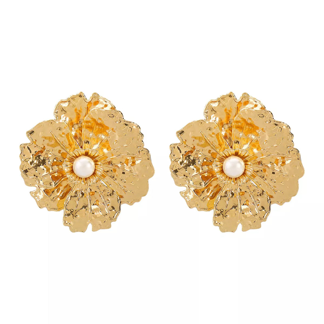 18K Gold-Plated Flower Earrings - cas7m