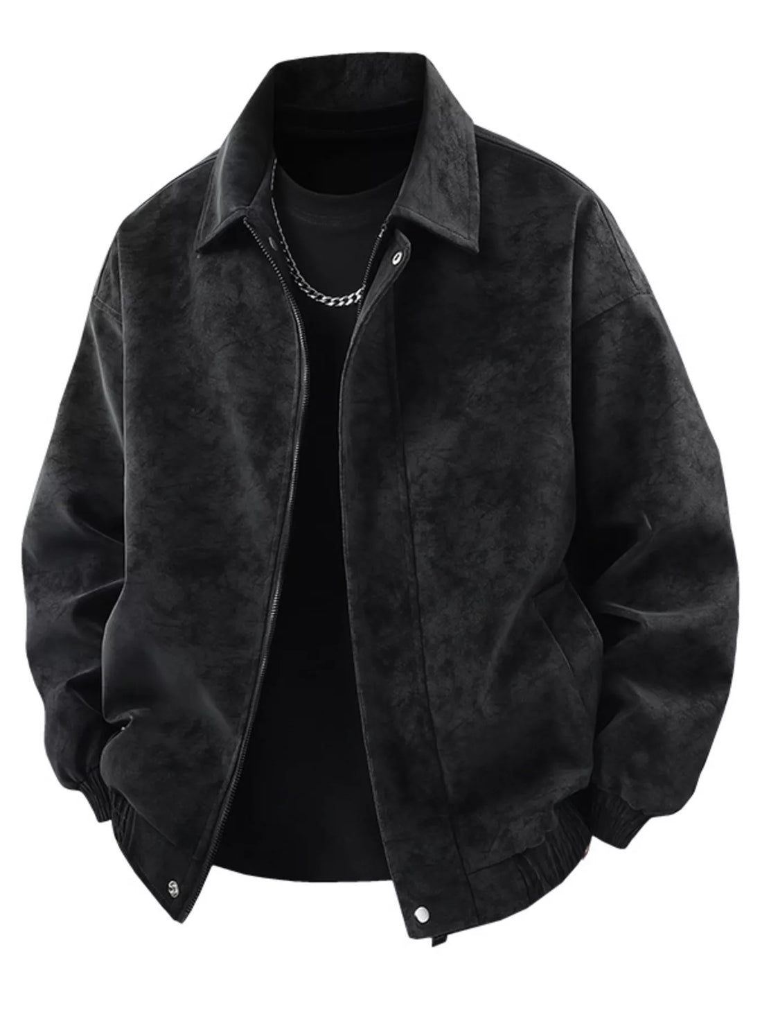 Men's Plus Size Zip Up Leather Jacket - cas7m