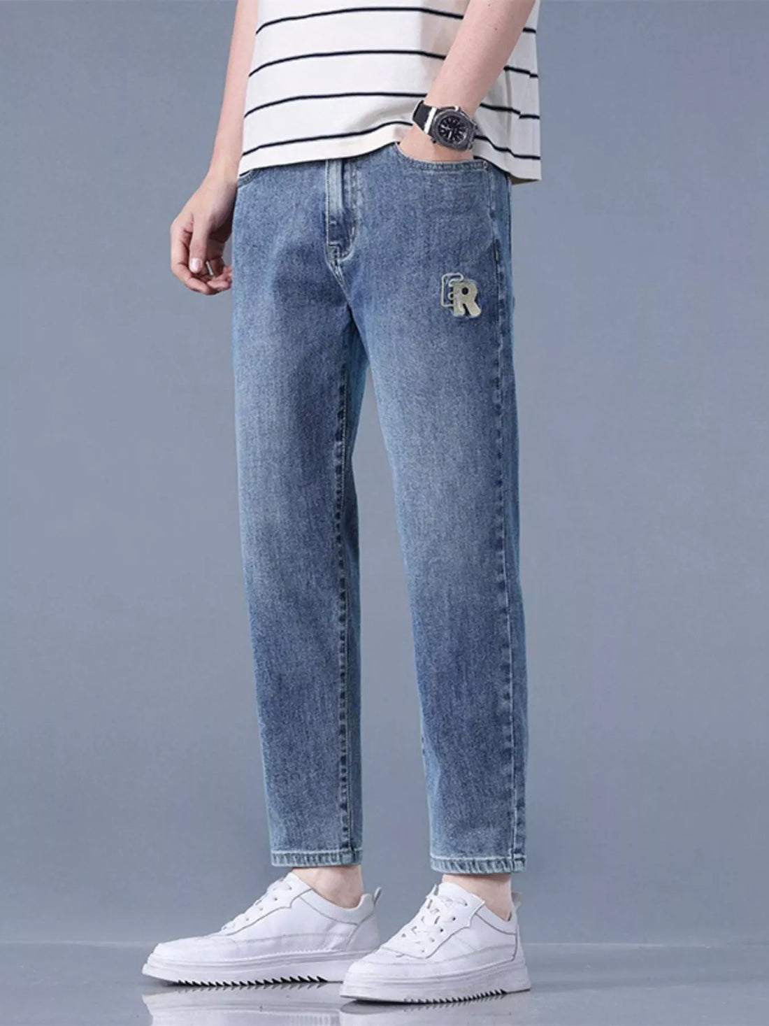 Men's Straight-Leg Wash Jeans - cas7m