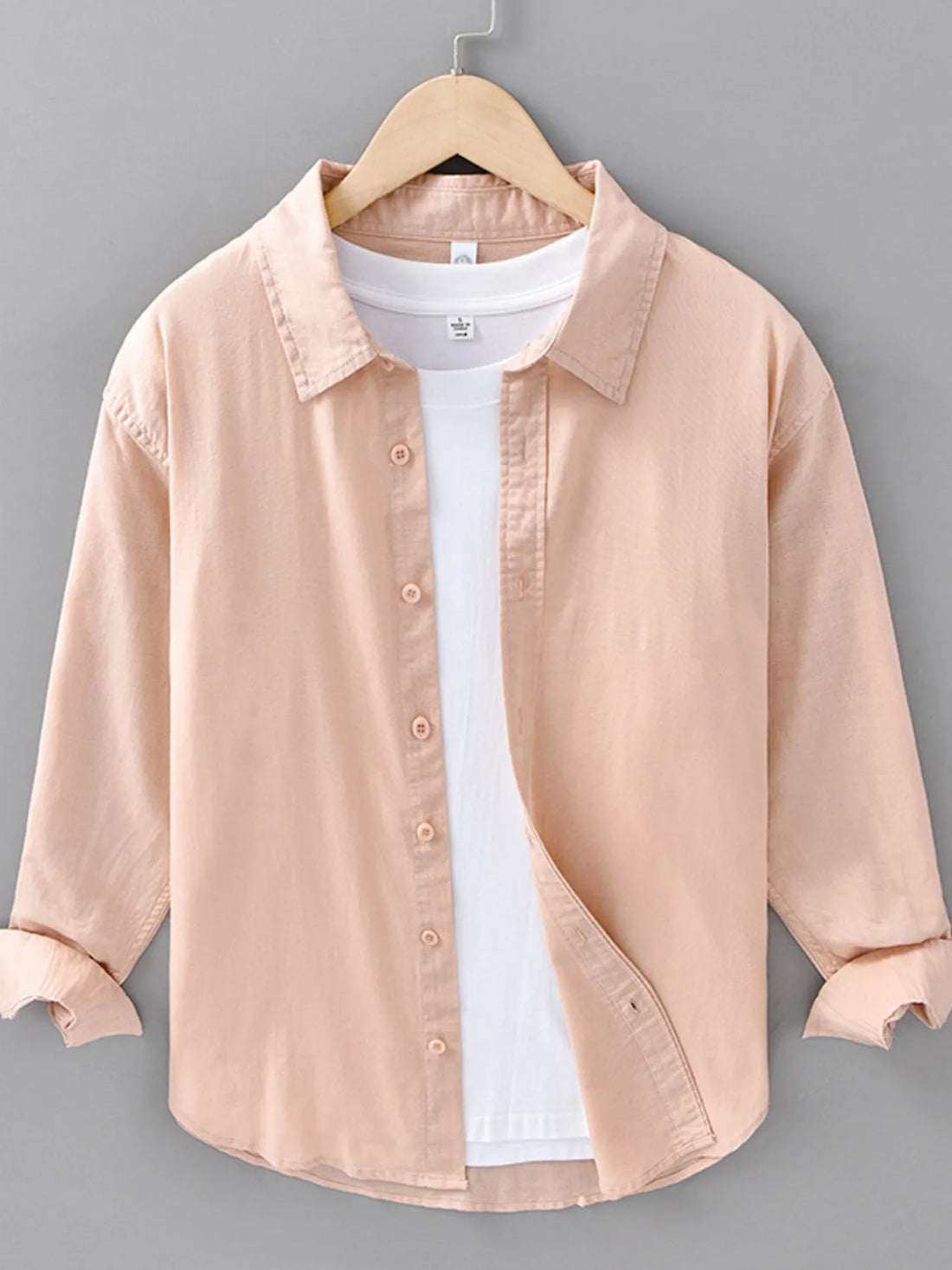 Men's Plus Size Button Up Long Sleeve Shirt - cas7m