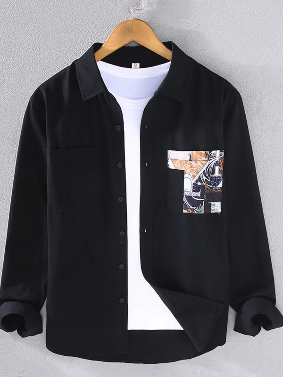 Men's Plus Size Button Up Long Sleeve Shirt - cas7m