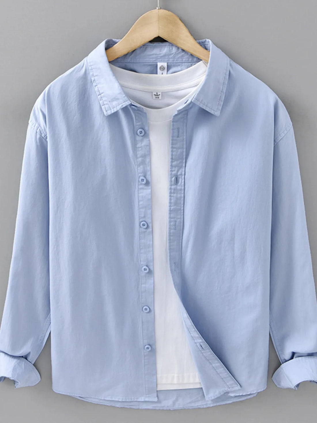 Men's Plus Size Button Up Long Sleeve Shirt - cas7m