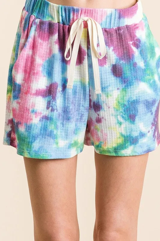 BiBi Tie Dye French Terry Casual Shorts - cas7m