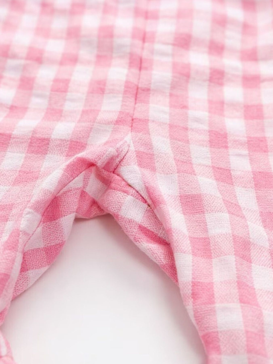 Children's Gingham Soccer Ball Embroidered Ruffle Hem Jumpsuit - cas7m