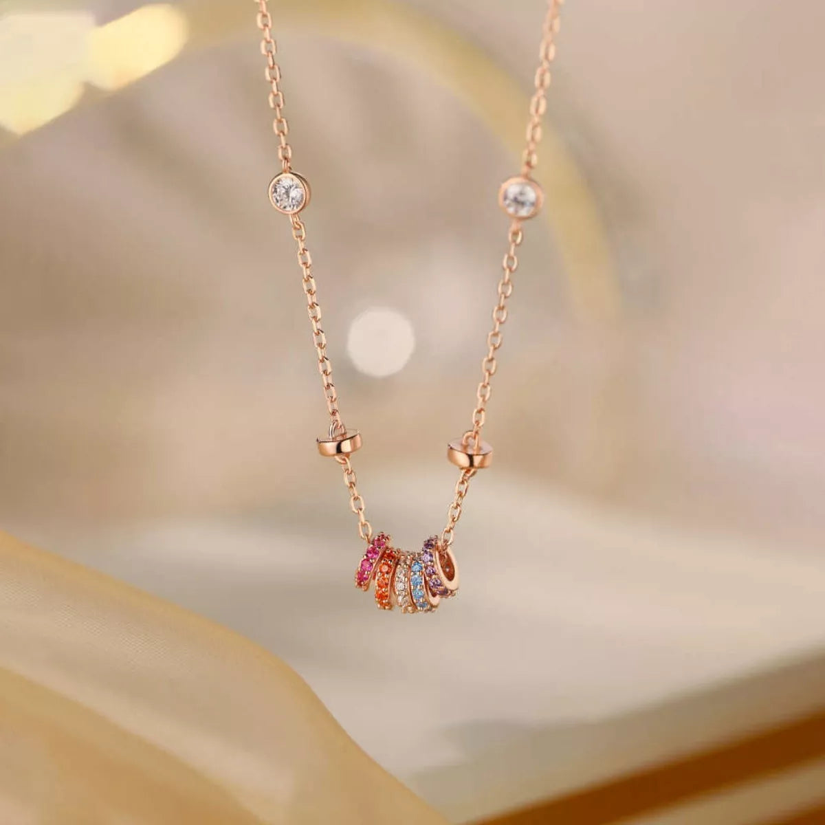 925 Sterling Silver Zircon Pendant Necklace - cas7m