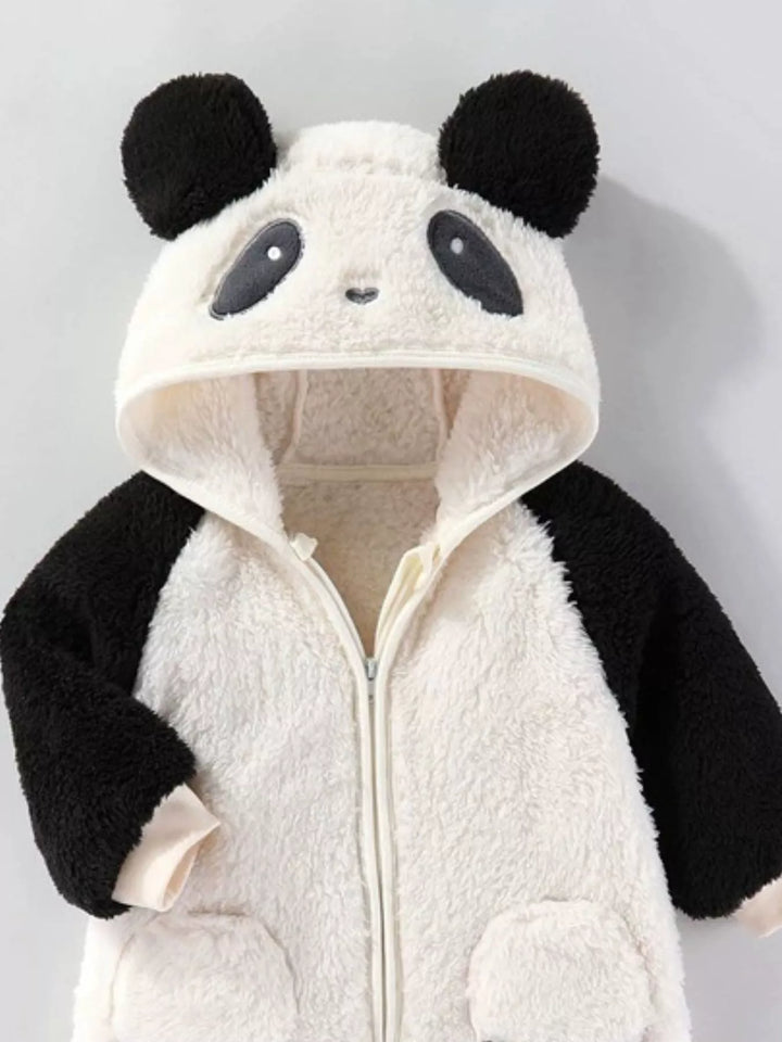 Children's Animal Plush Hooded One-Piece Jumpsuit - cas7m