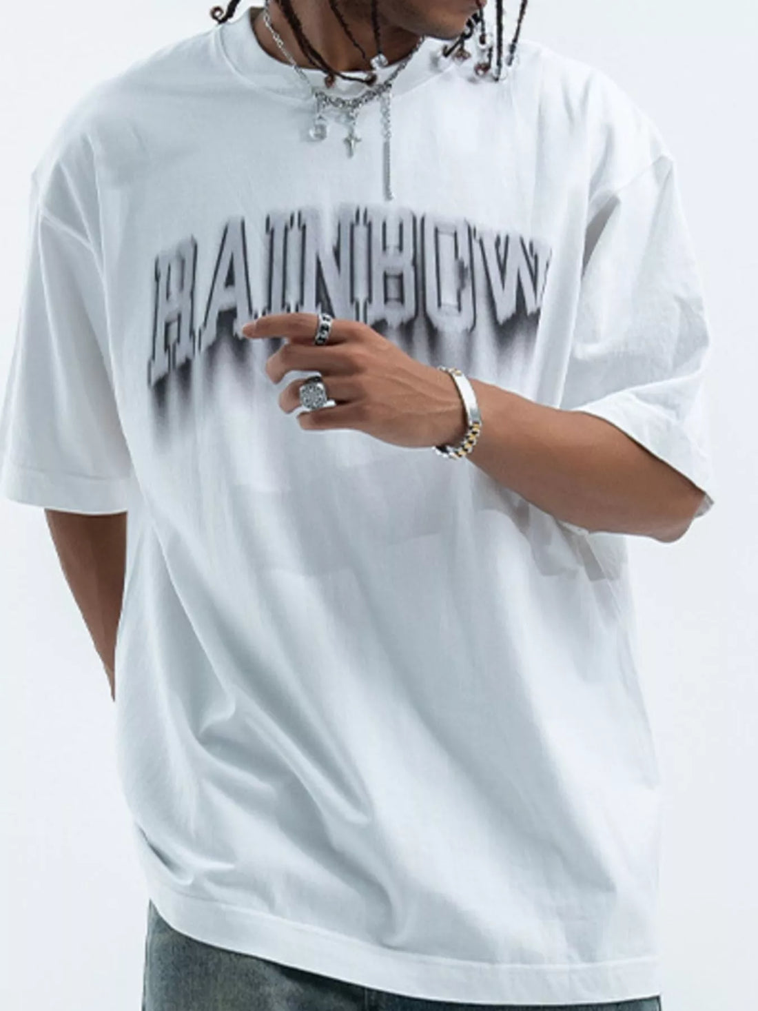 Men's Letter Round Neck Short Sleeve T-Shirt - cas7m