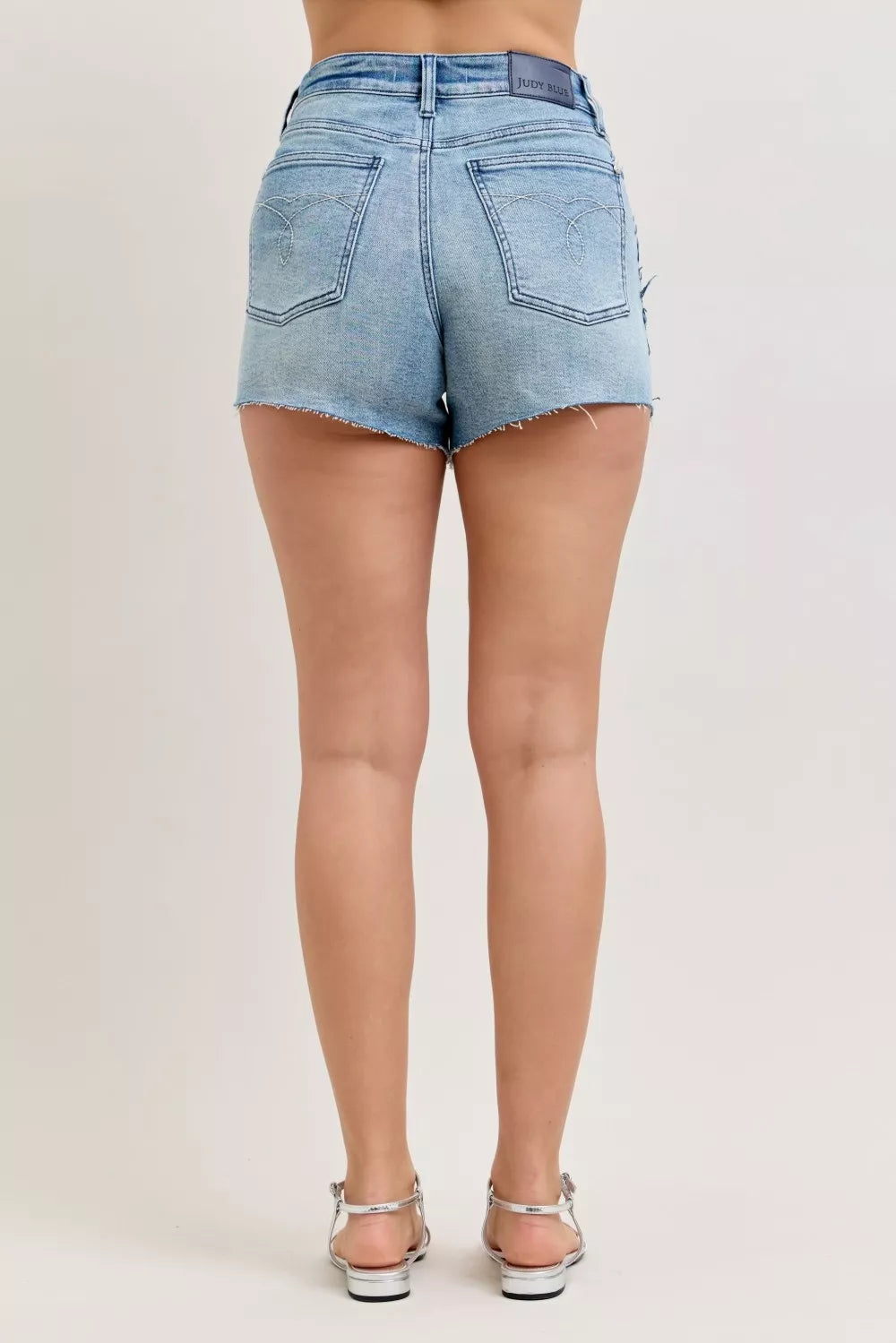 Judy Blue Hw Rigid Magic Cut Off Denim Shorts with Raw Side Seams - cas7m