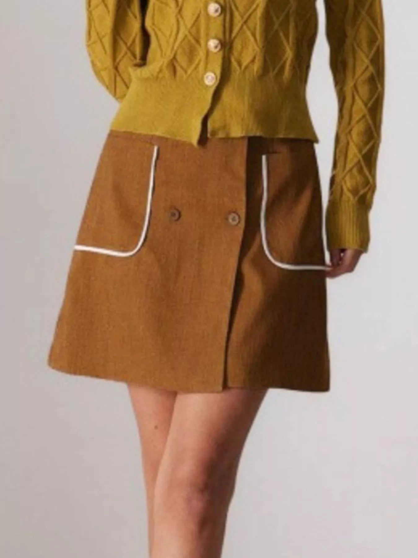 Button-Front Mini Skirt - cas7m