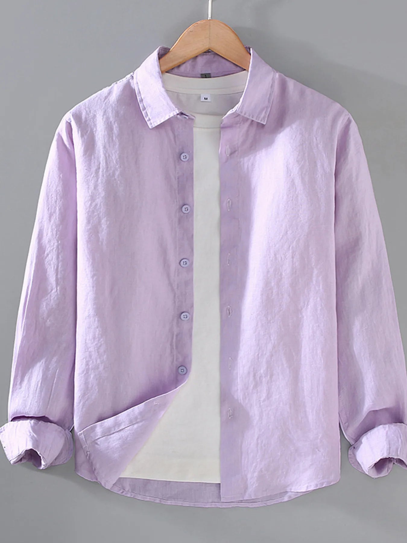 Men's Plus Size Button Up Long Sleeve Shirt - cas7m