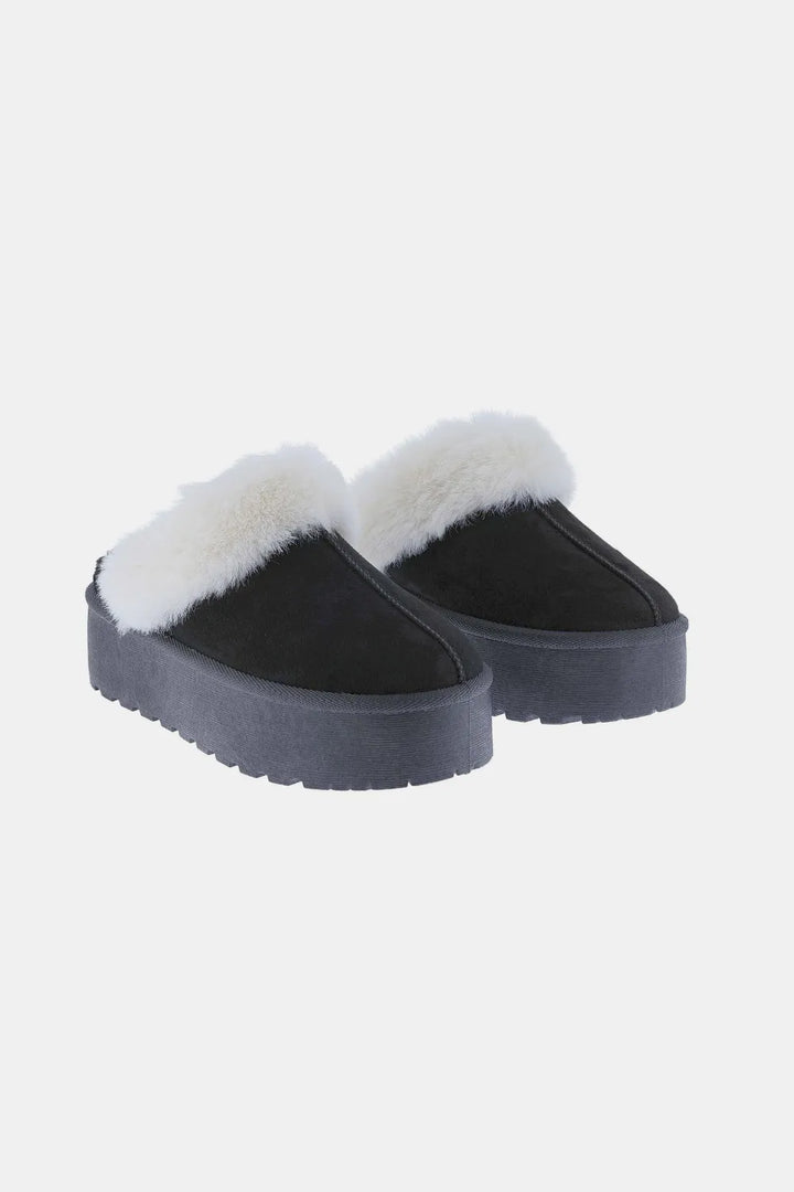 Weeboo Thick Bottom Fur Trim Snow Slippers - cas7m