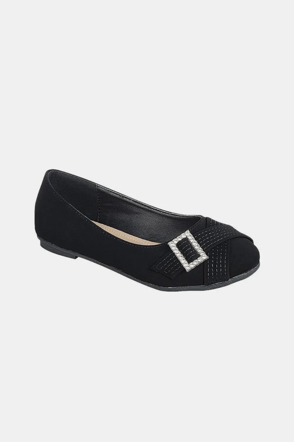Forever Link Slip On Rhinestone Buckle Ballet Flats - cas7m